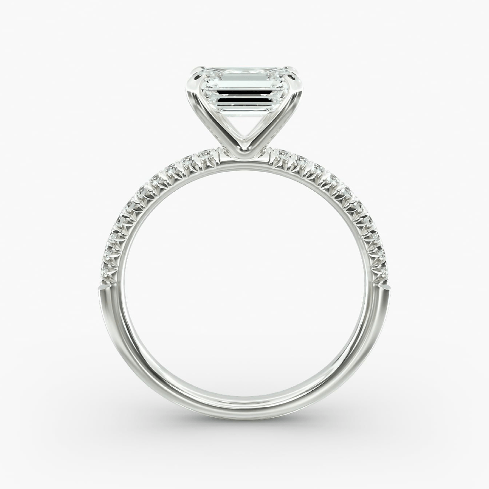 18K White Gold 1.30 Ct Emerald Cut Lab Grown Diamond Engagement Ring IGI - Future Jewelry