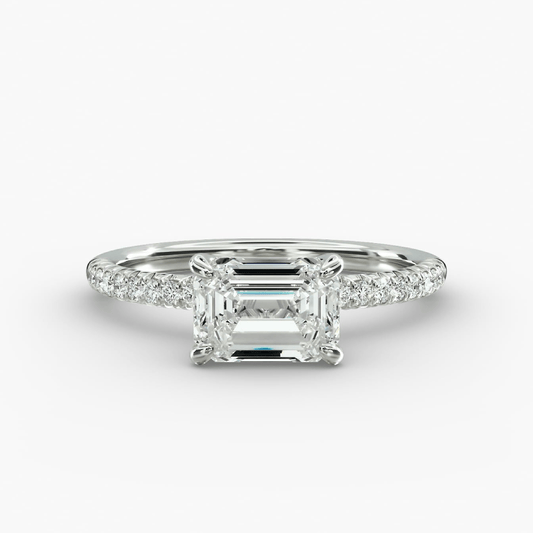 18K White Gold 1.30 Ct Emerald Cut Lab Grown Diamond Engagement Ring IGI - Future Jewelry