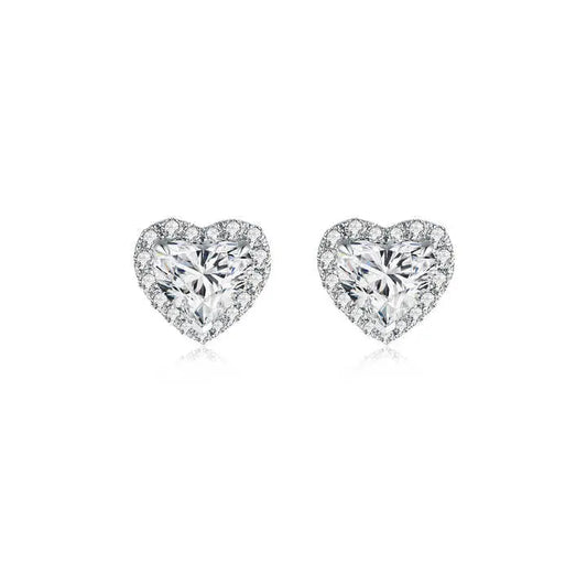 18K White Gold 2 Carat Heart Cut Lab Grown Diamond Stud Earrings - Future Jewelry