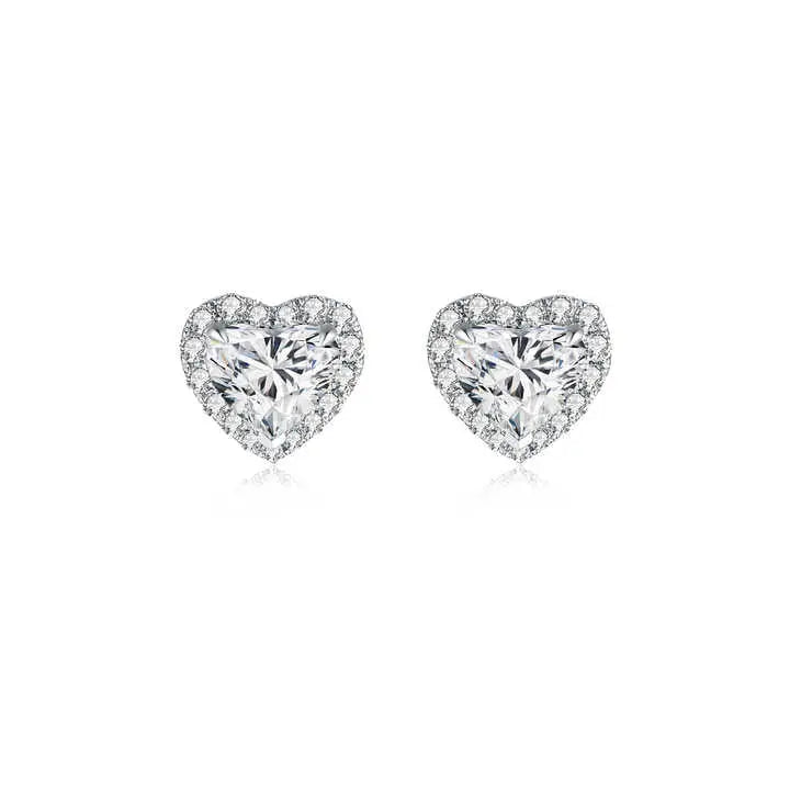 18K White Gold 2 Carat Heart Cut Lab Grown Diamond Stud Earrings - Future Jewelry