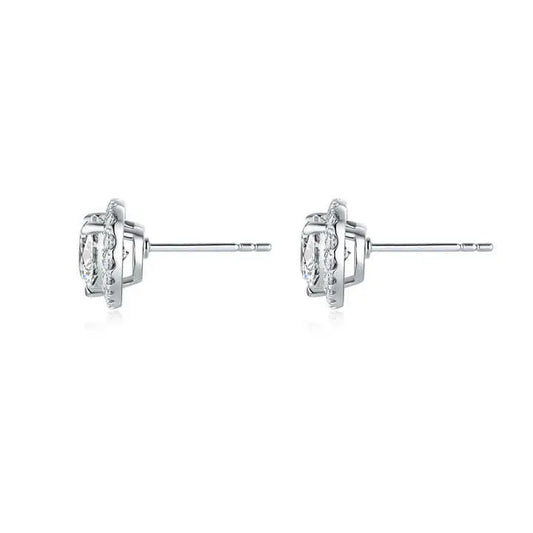 18K White Gold 2 Carat Heart Cut Lab Grown Diamond Stud Earrings - Future Jewelry