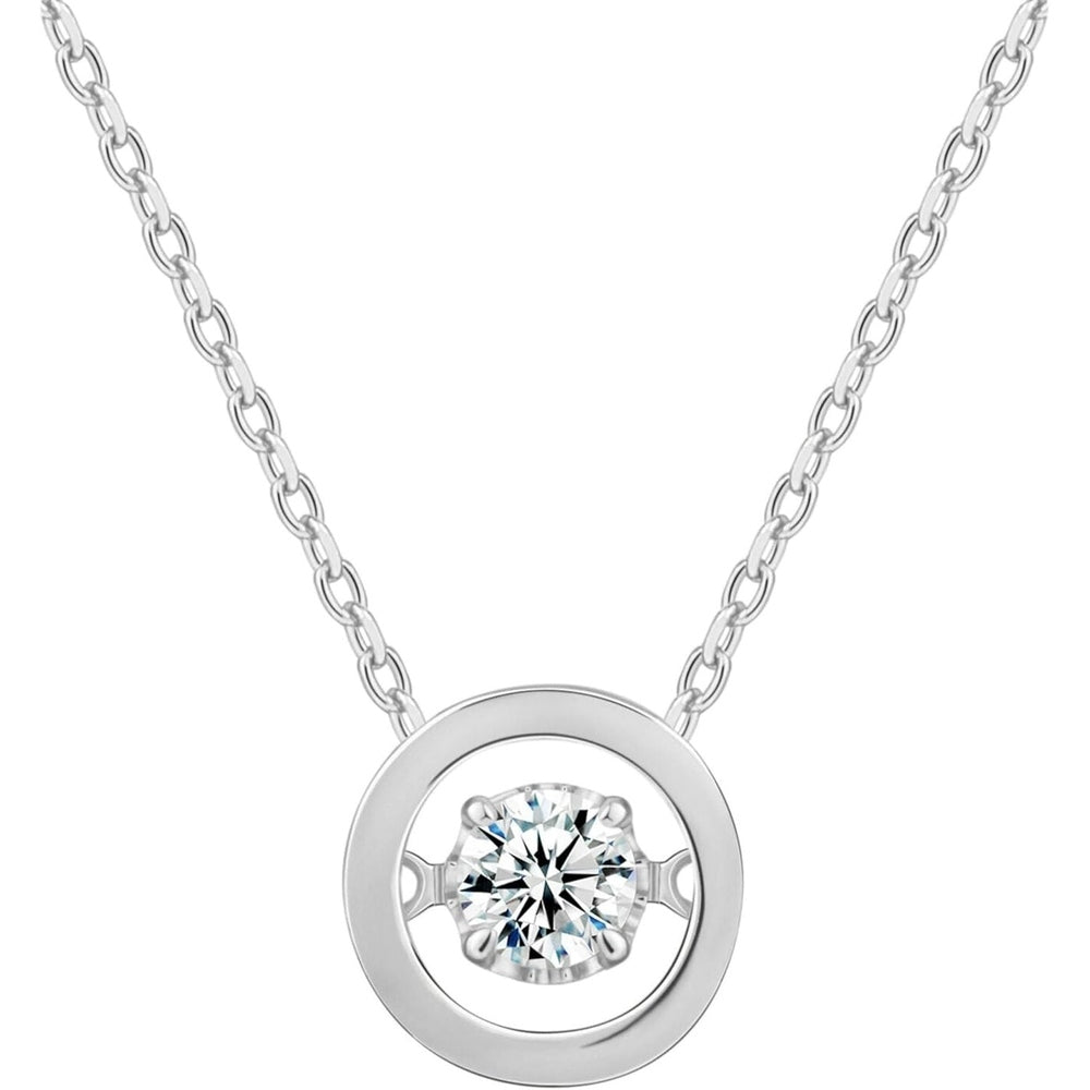 18K White Gold or 14k or Silver Dancing Diamond Pendant Necklace With Lab Grown Diamond - Future Jewelry