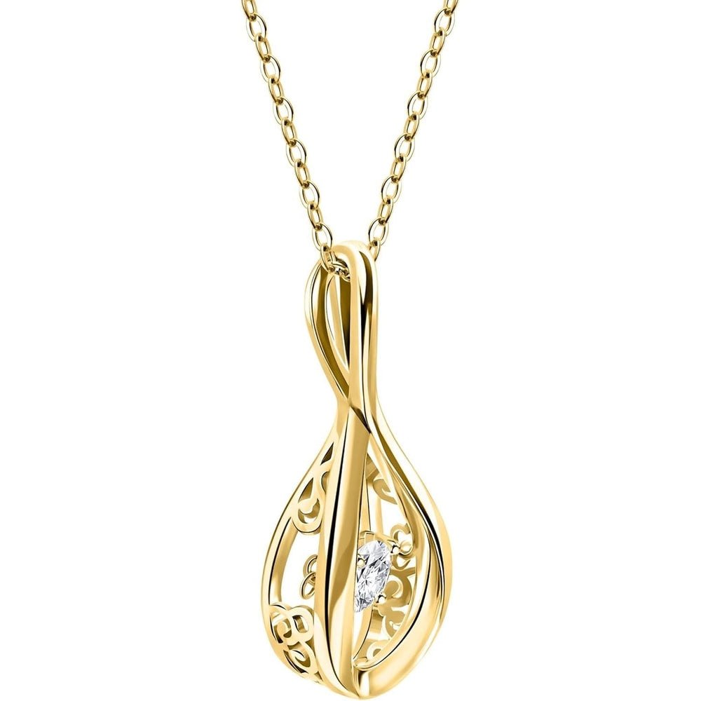 18K White Gold or 14k or Silver Dancing Diamond Pendant Necklace With Lab Grown Diamond - Future Jewelry