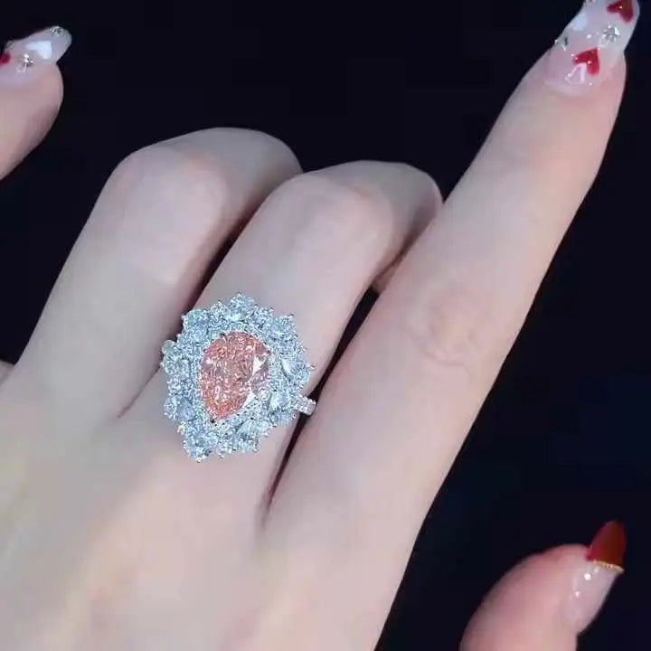 18K White Gold Pink Pear LG Diamond Engagement Ring - Future Jewelry