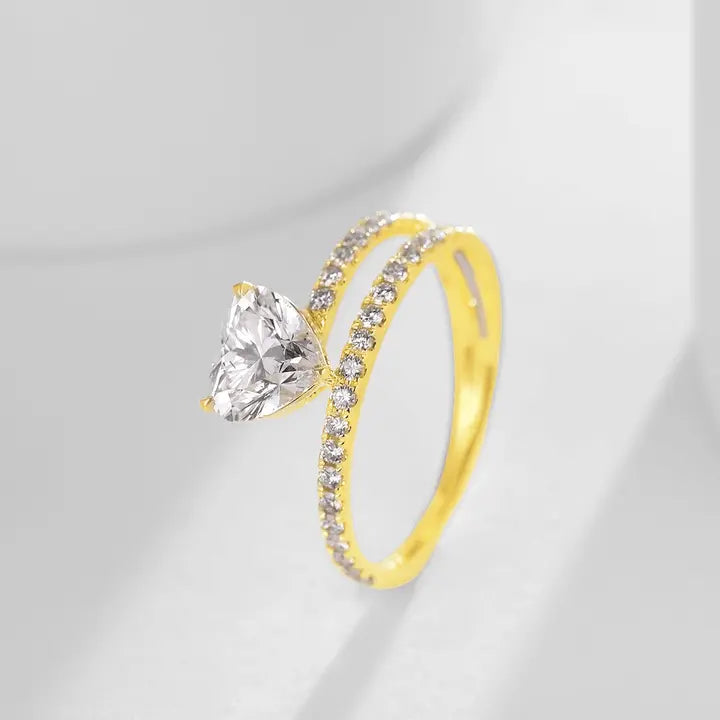 18K Yellow Gold Classic Heart Cut Lab Diamond Eternity Ring - Future Jewelry