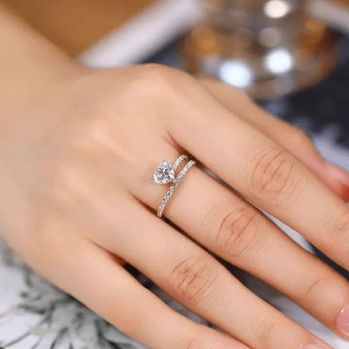 18K Yellow Gold Classic Heart Cut Lab Diamond Eternity Ring - Future Jewelry