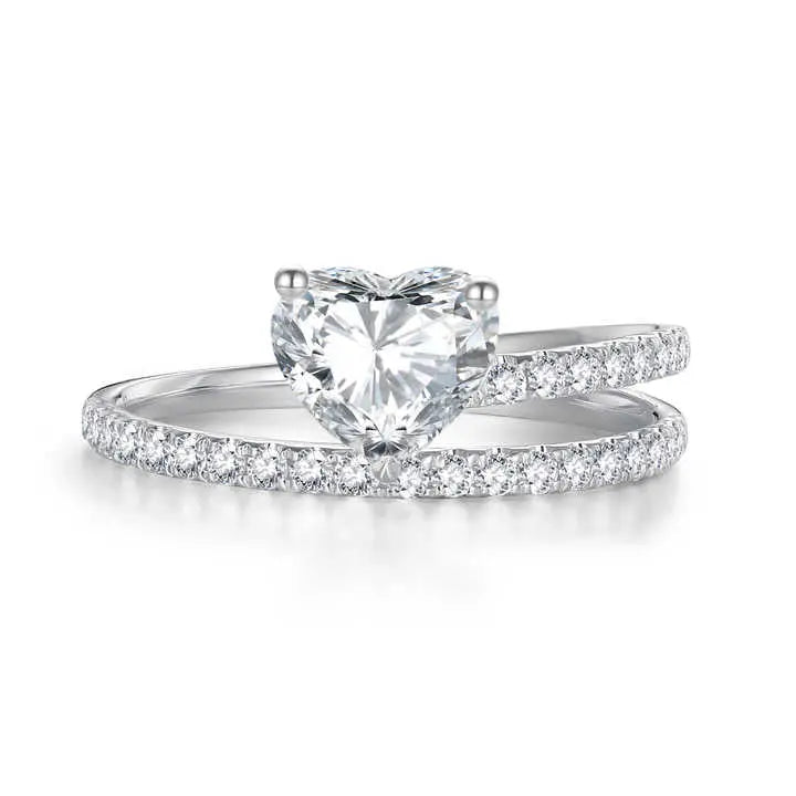 18K Yellow Gold Classic Heart Cut Lab Diamond Eternity Ring - Future Jewelry