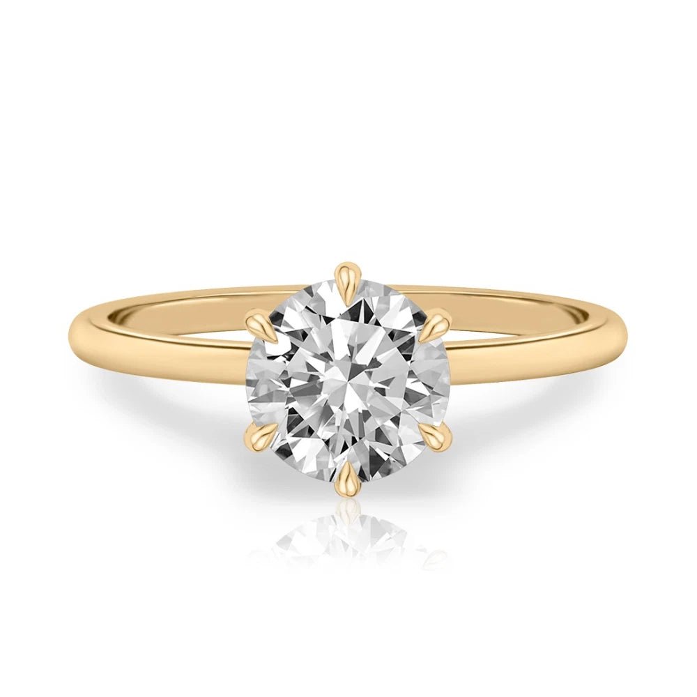 18K Yellow Gold Diamond Engagement Ring 1 Carat Round Cut IGI Lab Grown - Future Jewelry