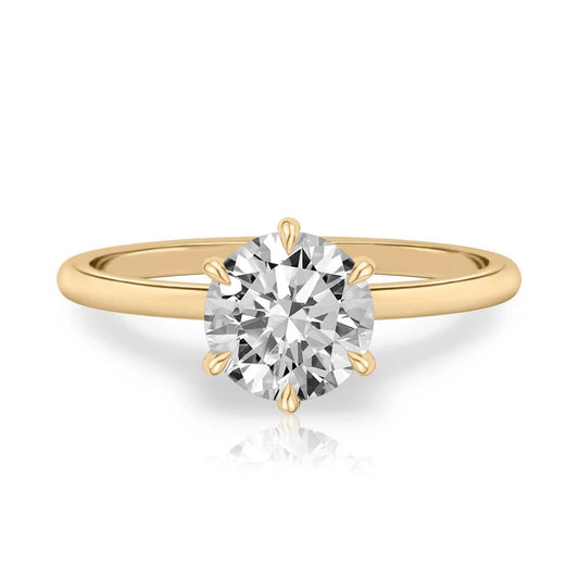 18K Yellow Gold Diamond Engagement Ring 1 Carat Round Cut IGI Lab Grown - Future Jewelry