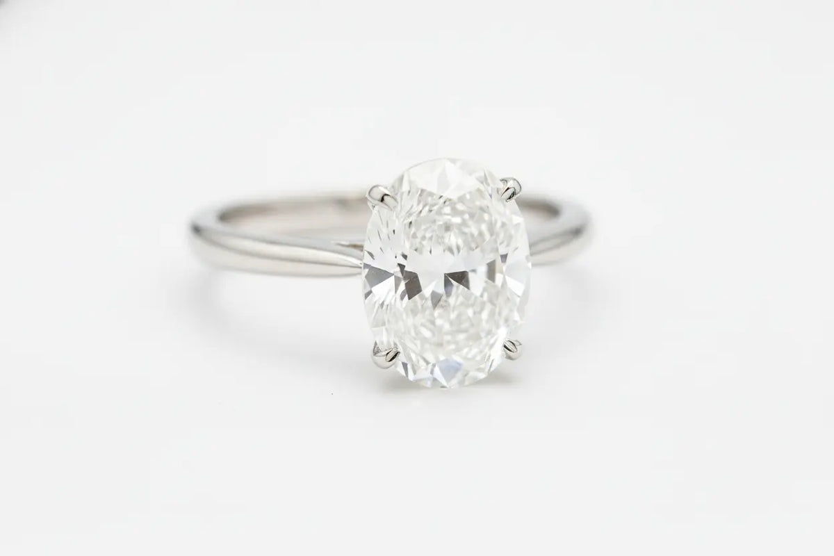 3 Carat Oval Cut Lab Diamond Solitaire Engagement Ring 14K Yellow Gold - Future Jewelry