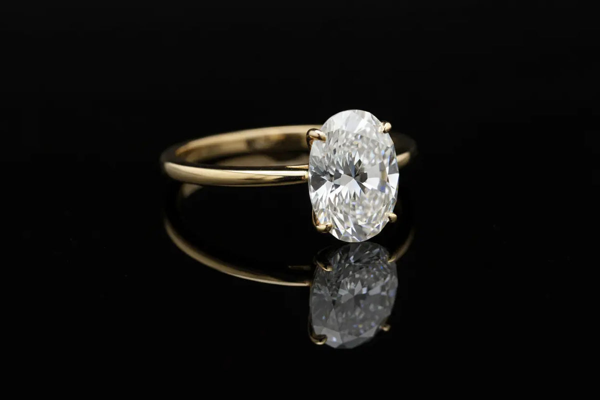 3 Carat Oval Cut Lab Diamond Solitaire Engagement Ring 14K Yellow Gold - Future Jewelry