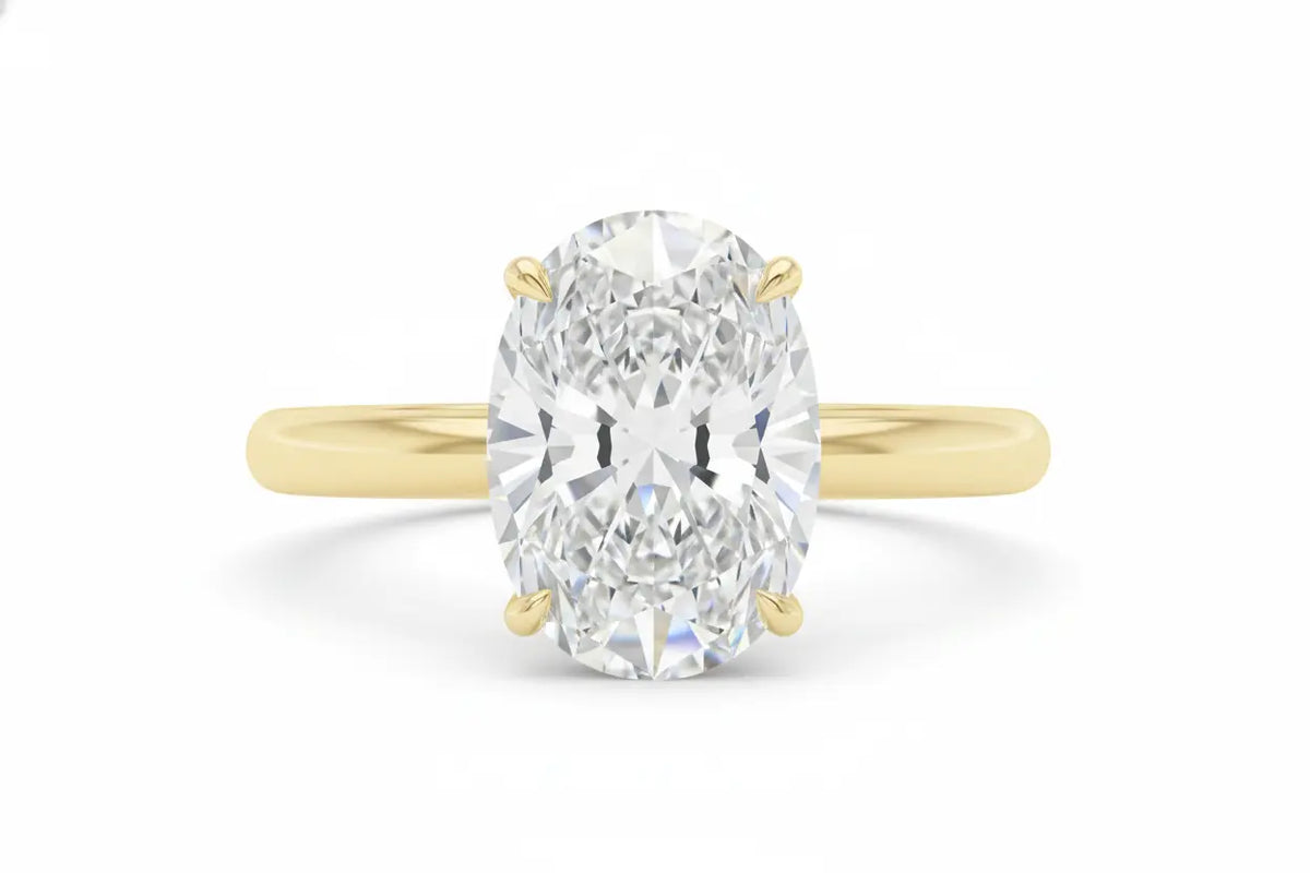 3 Carat Oval Cut Lab Diamond Solitaire Engagement Ring 14K Yellow Gold - Future Jewelry