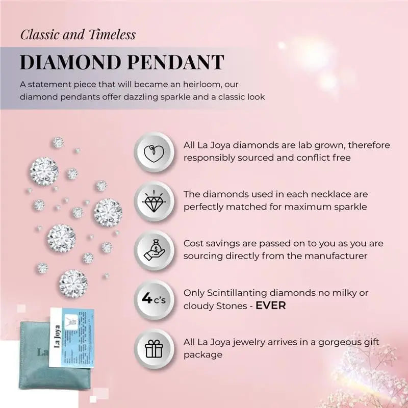 2 Carat Lab Grown Diamond Necklaces for Women | Solid 14K White Gold | GH VS SI Diamond Pendant | Ideal Gift for Her | Variety of Shapes to Choose From - Future Jewelry