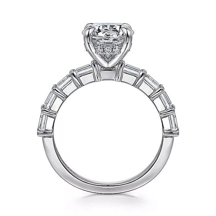 Angled View of 2 Carat Lab Grown Diamond Engagement Ring in White Gold