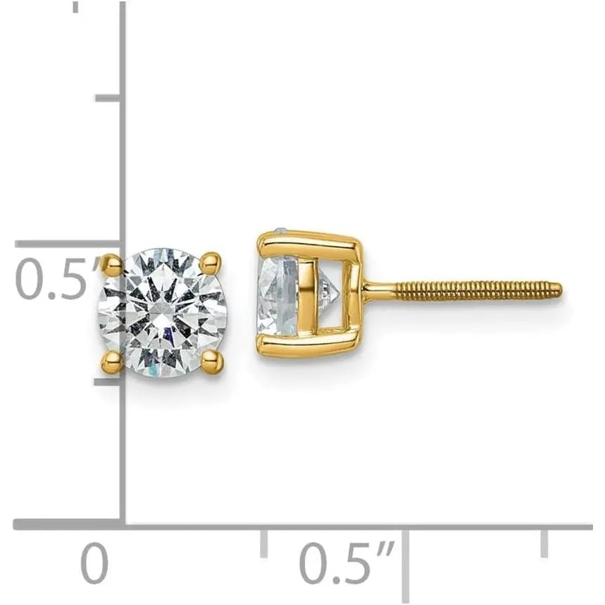 2 Carat Lab Grown Diamond Screw Back Studs in 14K Gold - Future Jewelry