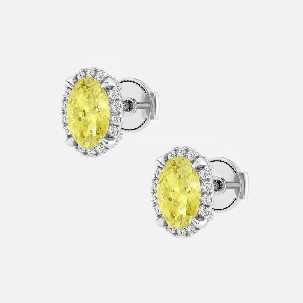 2.25 carat yellow lab grown diamond earrings in 14K white gold, Future Jewelry