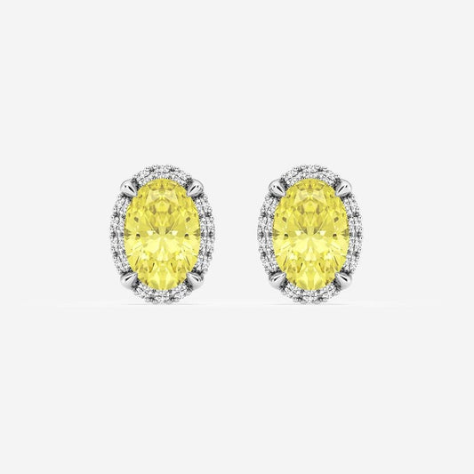 2 Carat Lab Grown Yellow Diamond Earrings in 14K White Gold - Future Jewelry