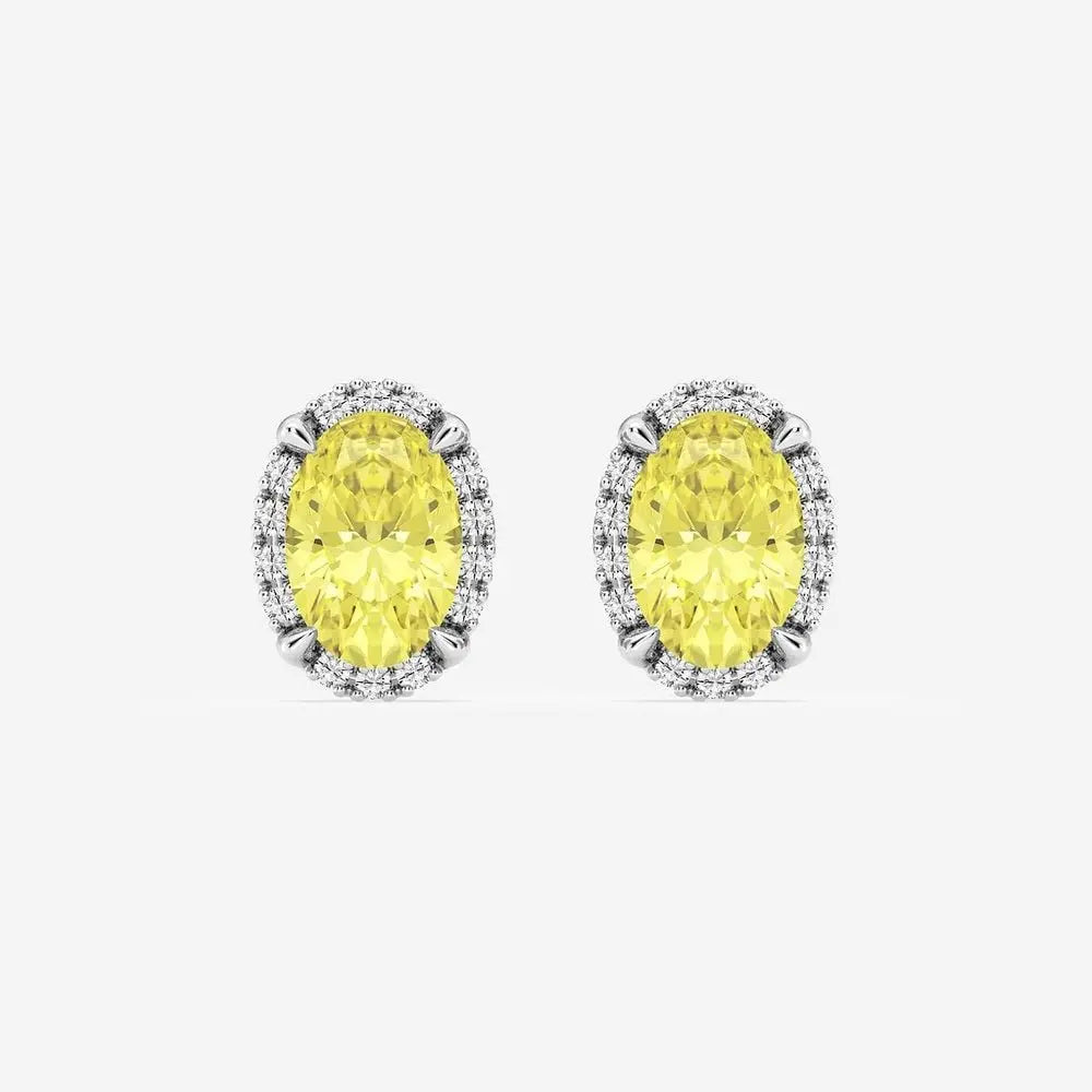 2.25 carat yellow lab grown diamond earrings in 14K white gold, Future Jewelry