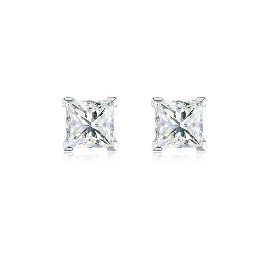 2 Carat Princess Cut Lab Grown Diamond Studs 18K Gold - Future Jewelry