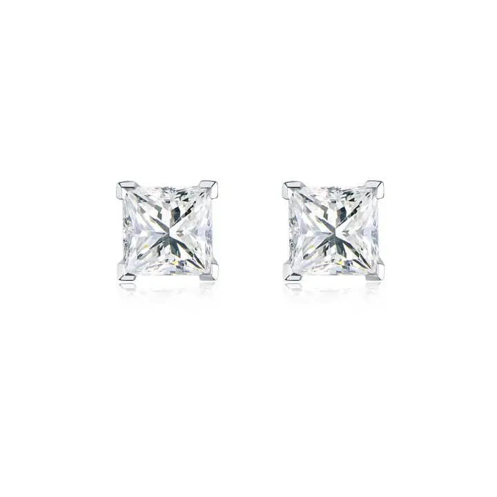 2 Carat Princess Cut Lab Grown Diamond Studs 18K Gold - Future Jewelry