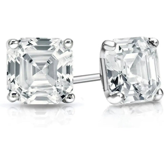 2.04 Carat Lab Grown Asscher Cut Diamond Stud Earrings - Future Jewelry