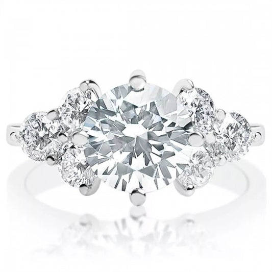 2.10 Carat Round Lab Grown Diamond Ring IGI 14K Gold Options - Future Jewelry