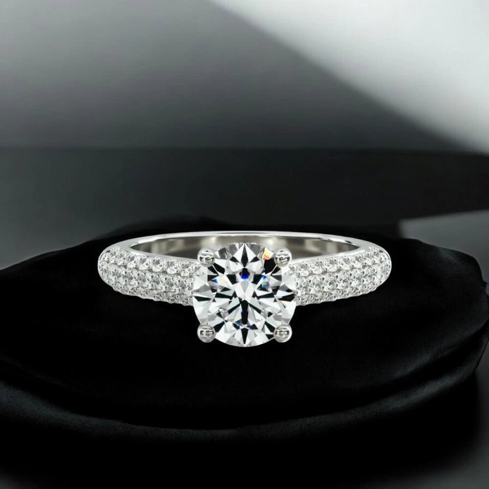 2.10 Carat Round Lab Grown Diamond Ring IGI 14K White Gold - Future Jewelry