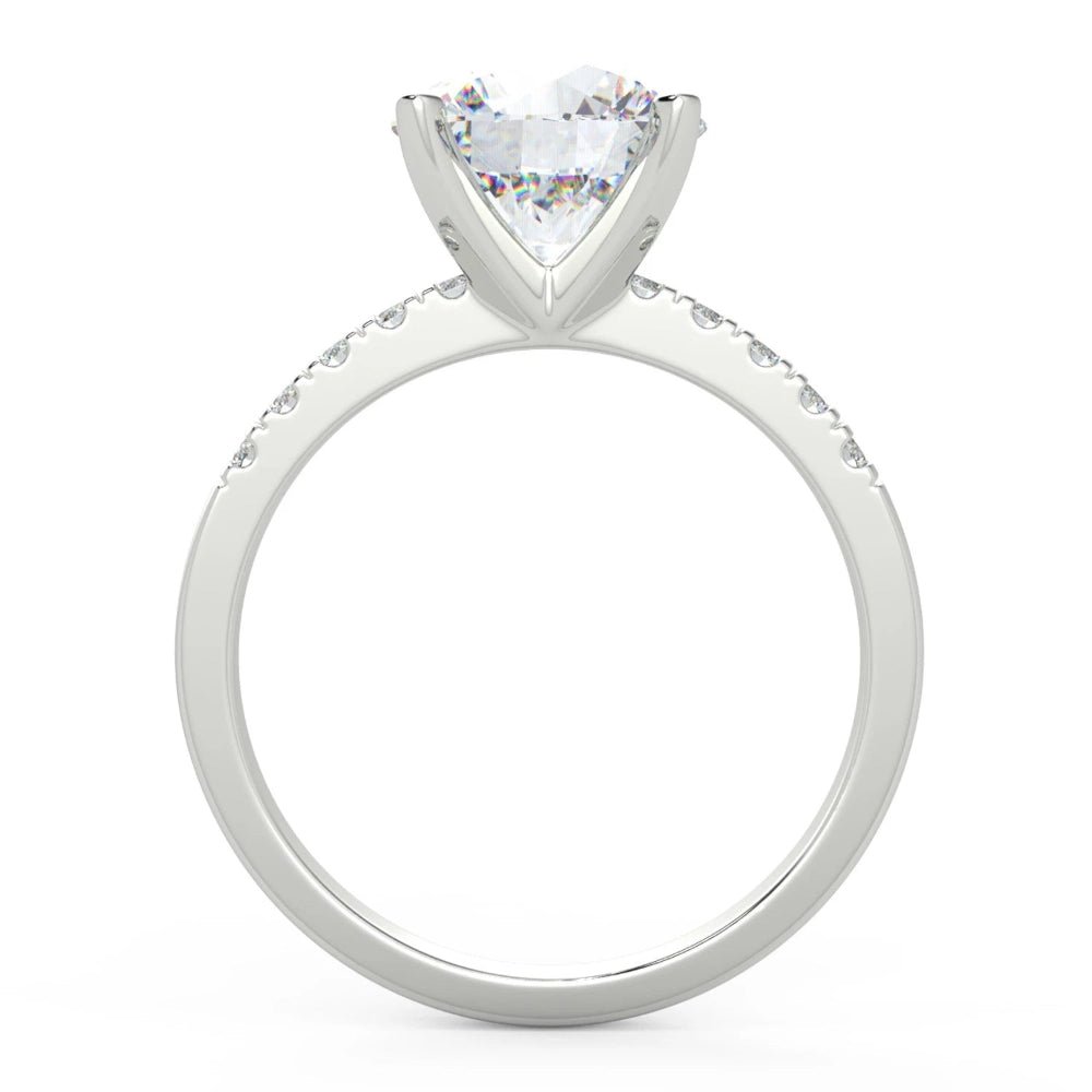 2.15 Carat Round Diamond Ring Pavé Solitaire 14K White Gold - Future Jewelry