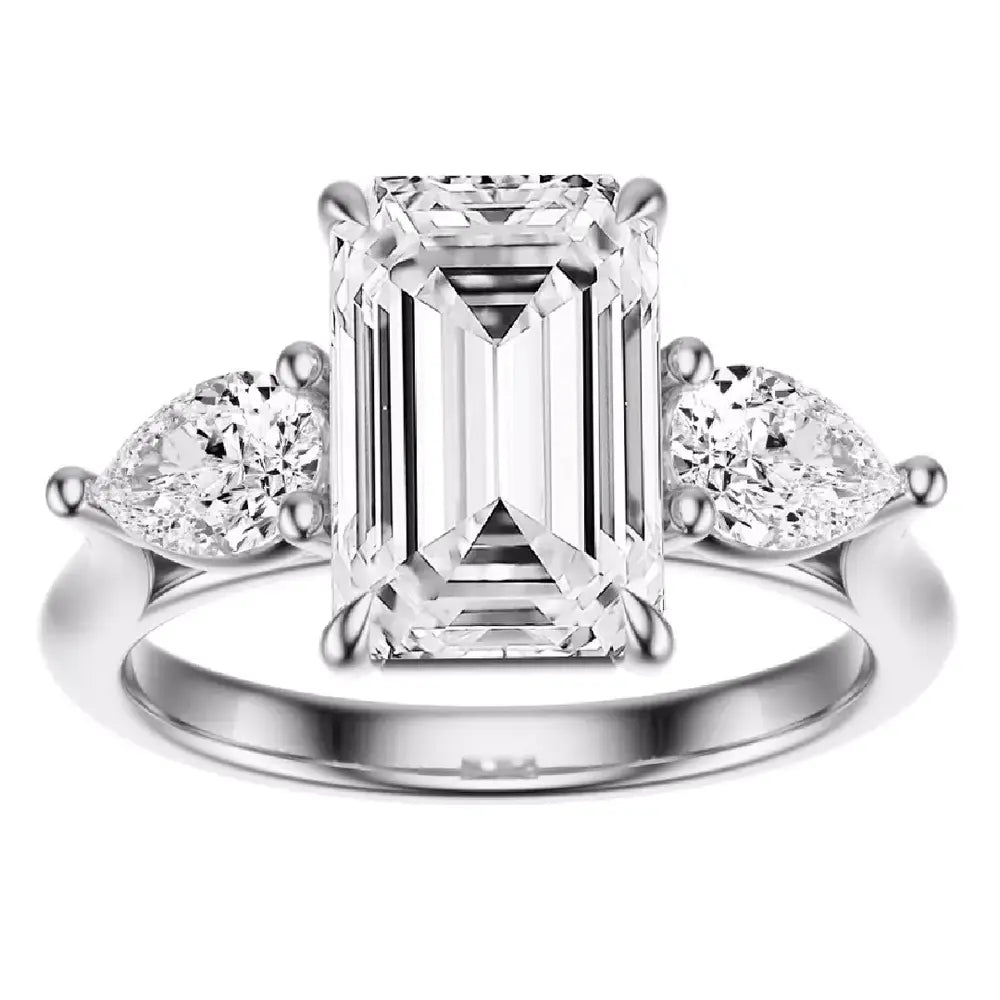 2.50 Carat Emerald Cut Lab Grown Diamond Engagement Ring in 14K White Gold, Certified - Future Jewelry