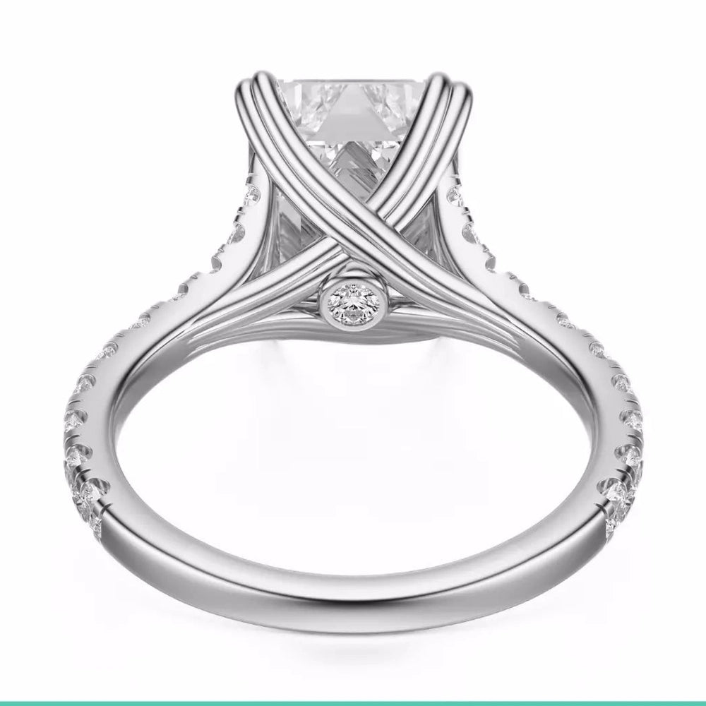 2.50 Carat Emerald - Cut Solar Diamond Engagement Ring – Certified, 14K White Gold - Future Jewelry