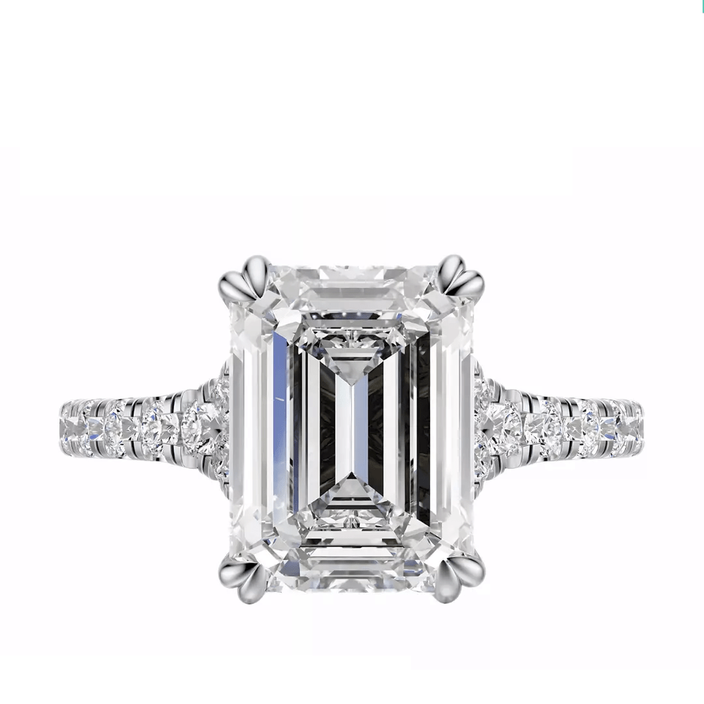 2.50 Carat Emerald - Cut Solar Diamond Engagement Ring – Certified, 14K White Gold - Future Jewelry
