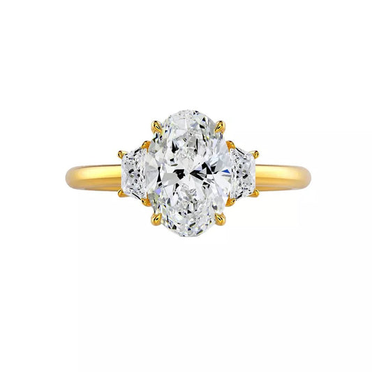 2.70 Ct Oval Cut IGI Lab Grown Diamond Engagement Ring 14K Yellow Gold - Future Jewelry