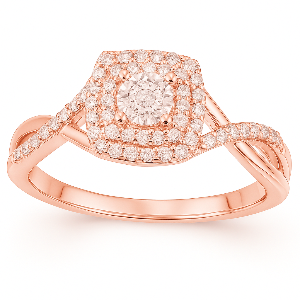 2 Carat Women's Diamond Swirled Shank Ring in Rose Gold