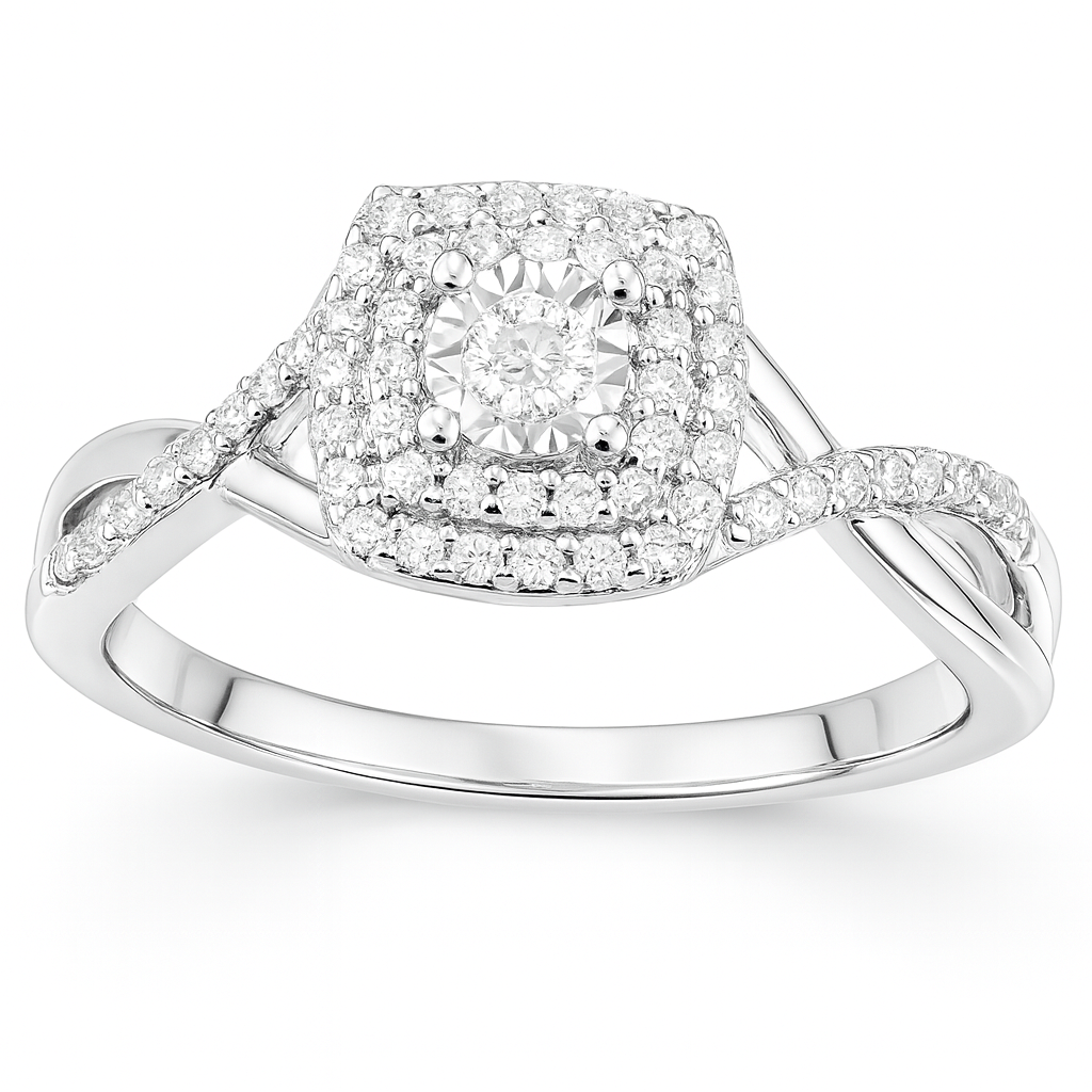 2 Carat Women's Diamond Swirled Shank Ring in white gold