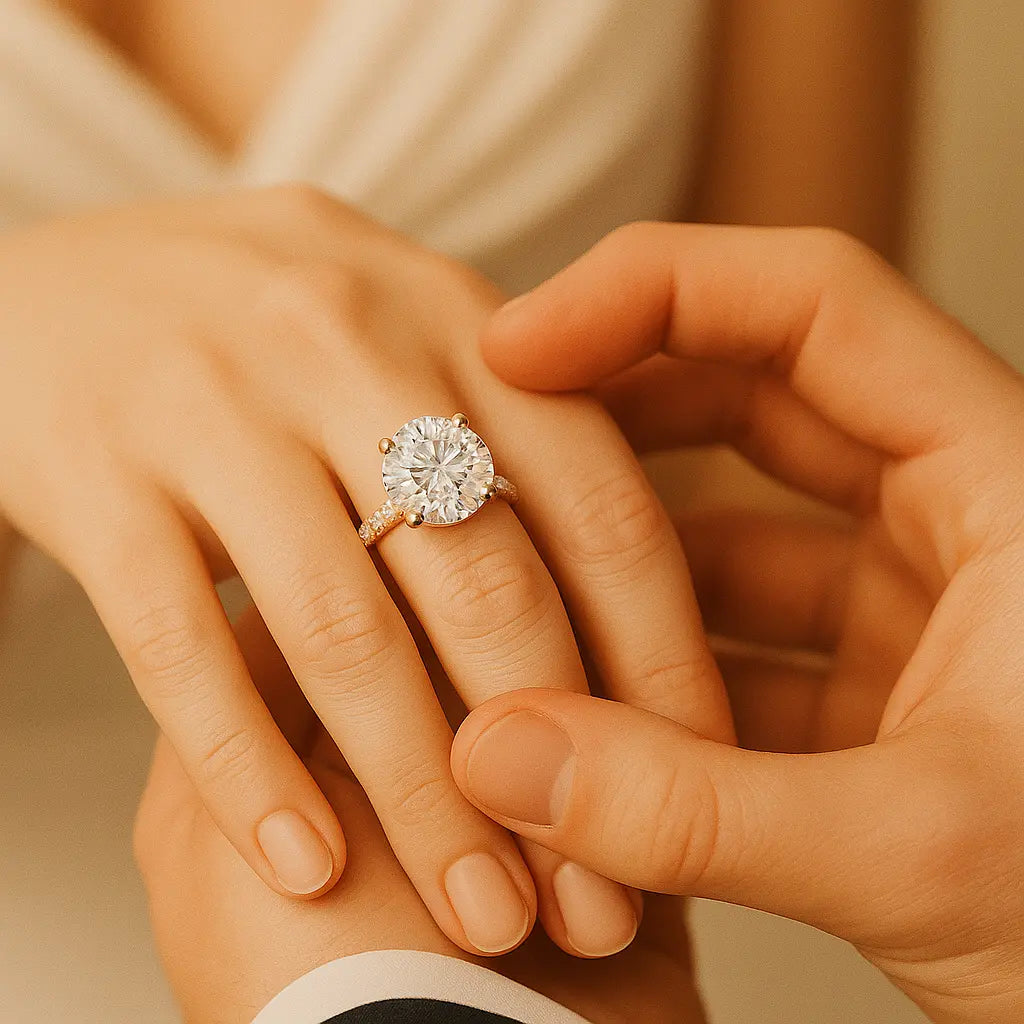 3.40Ct Diamond Engagement Ring 14k Gold Lab Grown on wedding day by Future Jewelry