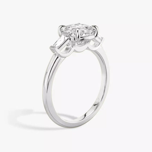 3 Carat Cushion - Cut Lab - Created Diamond Three - Stone Engagement Ring in 14k White Gold - Future Jewelry