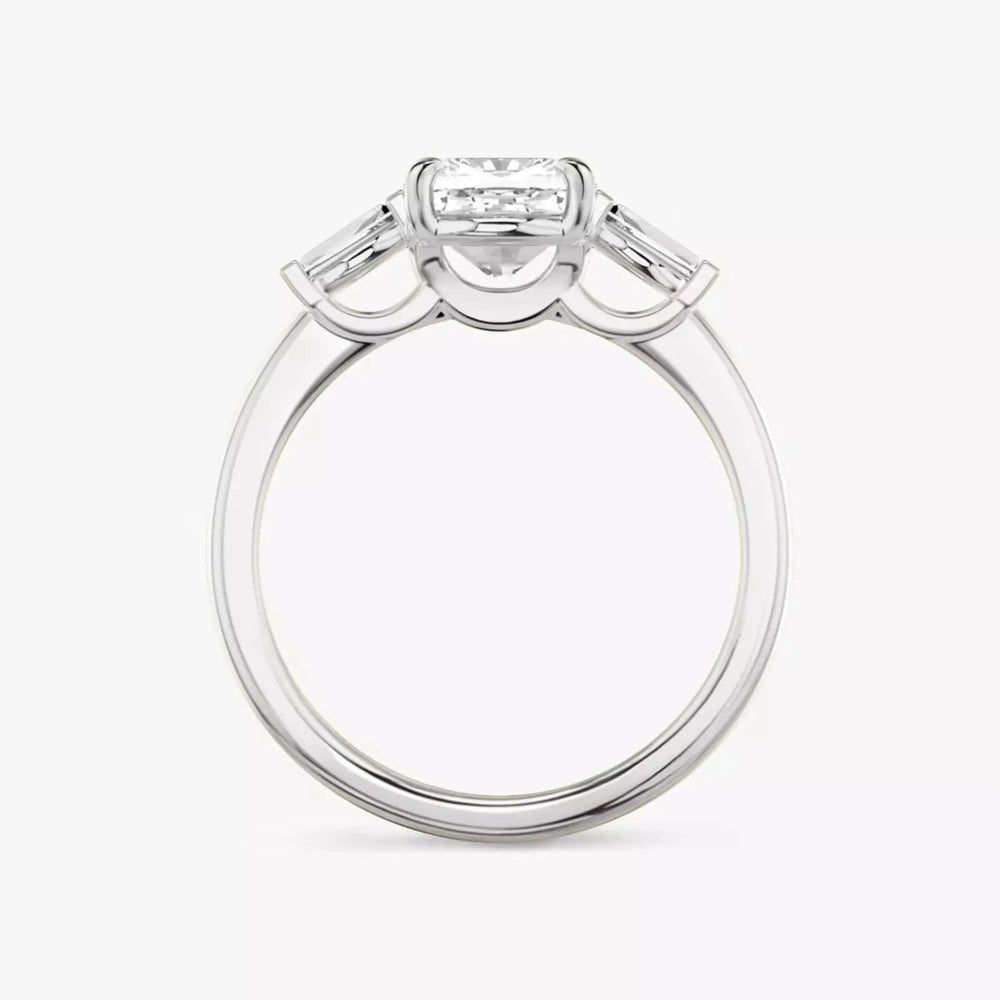 3 Carat Cushion - Cut Lab - Created Diamond Three - Stone Engagement Ring in 14k White Gold - Future Jewelry