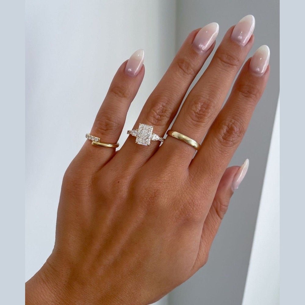 3 carat diamond engagement ring in 18K gold. Lab grown brilliance meets personal engraving for timeless elegance with lasting meaning. - Future Jewelry