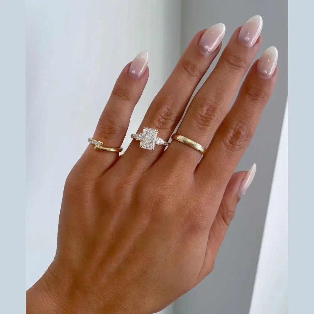 3 carat diamond engagement ring in 18K gold. Lab grown brilliance meets personal engraving for timeless elegance with lasting meaning. - Future Jewelry