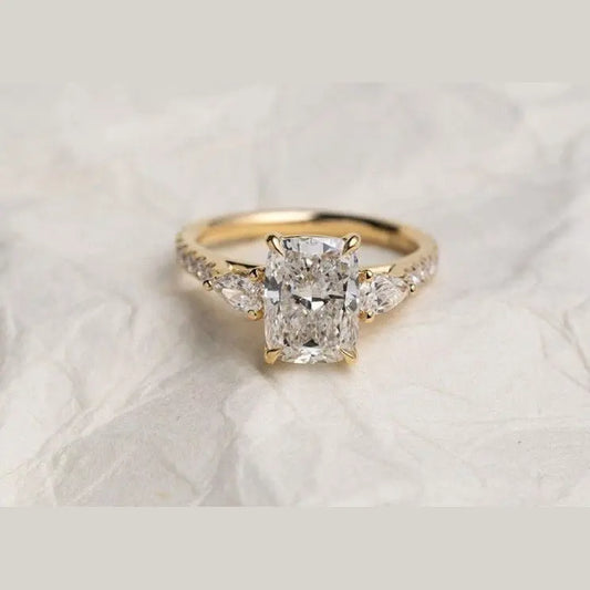 3 carat diamond engagement ring in 18K gold. Lab grown brilliance meets personal engraving for timeless elegance with lasting meaning. - Future Jewelry