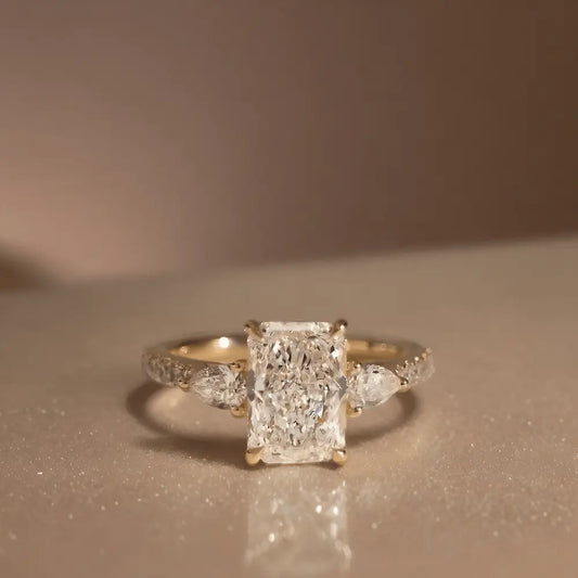 3 carat diamond engagement ring in 18K gold. Lab grown brilliance meets personal engraving for timeless elegance with lasting meaning. - Future Jewelry