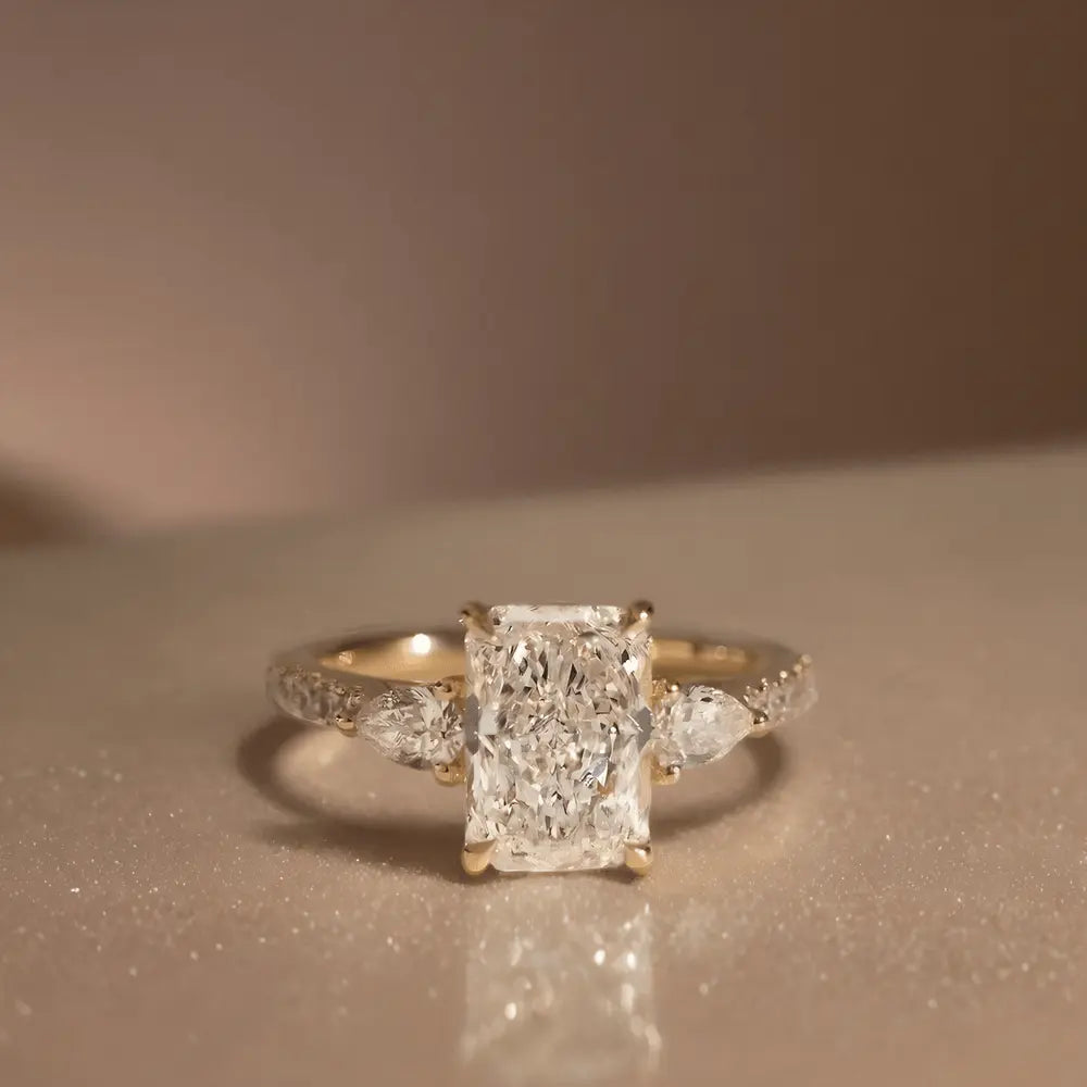 3 carat diamond engagement ring in 18K gold. Lab grown brilliance meets personal engraving for timeless elegance with lasting meaning. - Future Jewelry