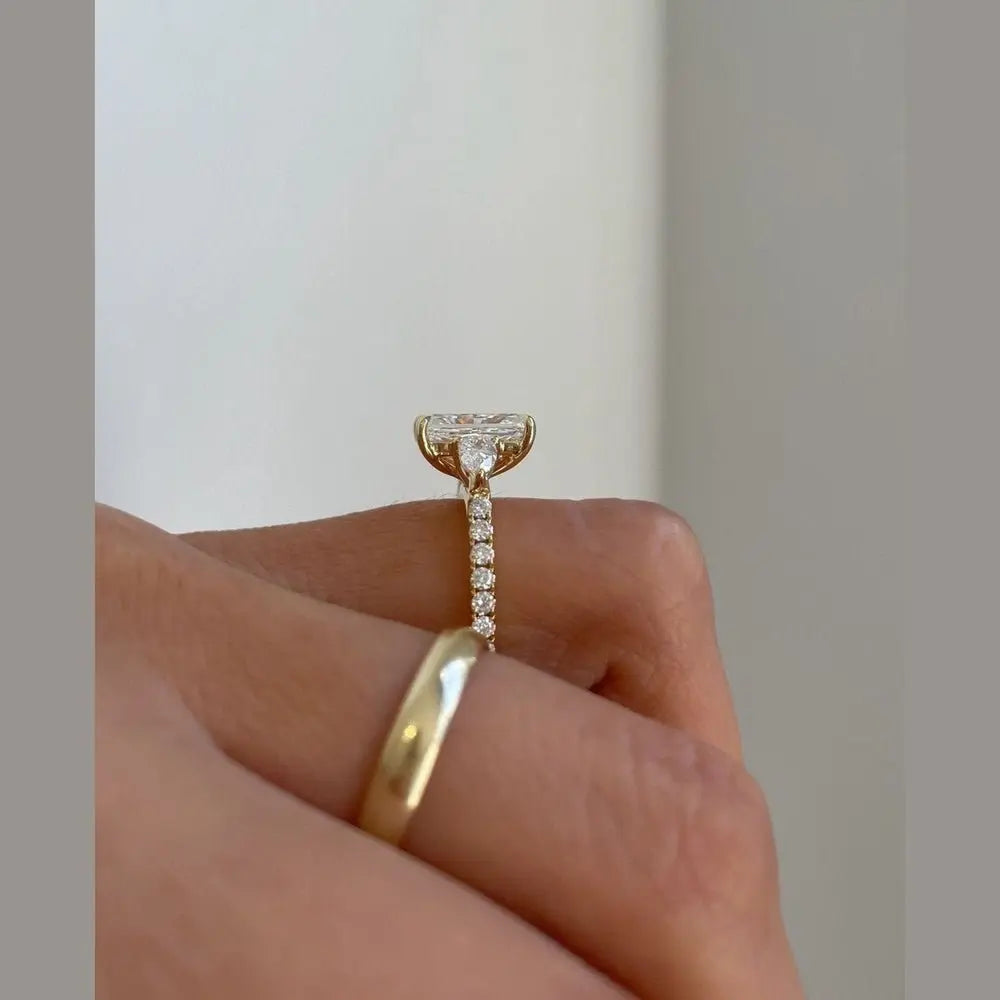 3 carat diamond engagement ring in 18K gold. Lab grown brilliance meets personal engraving for timeless elegance with lasting meaning. - Future Jewelry