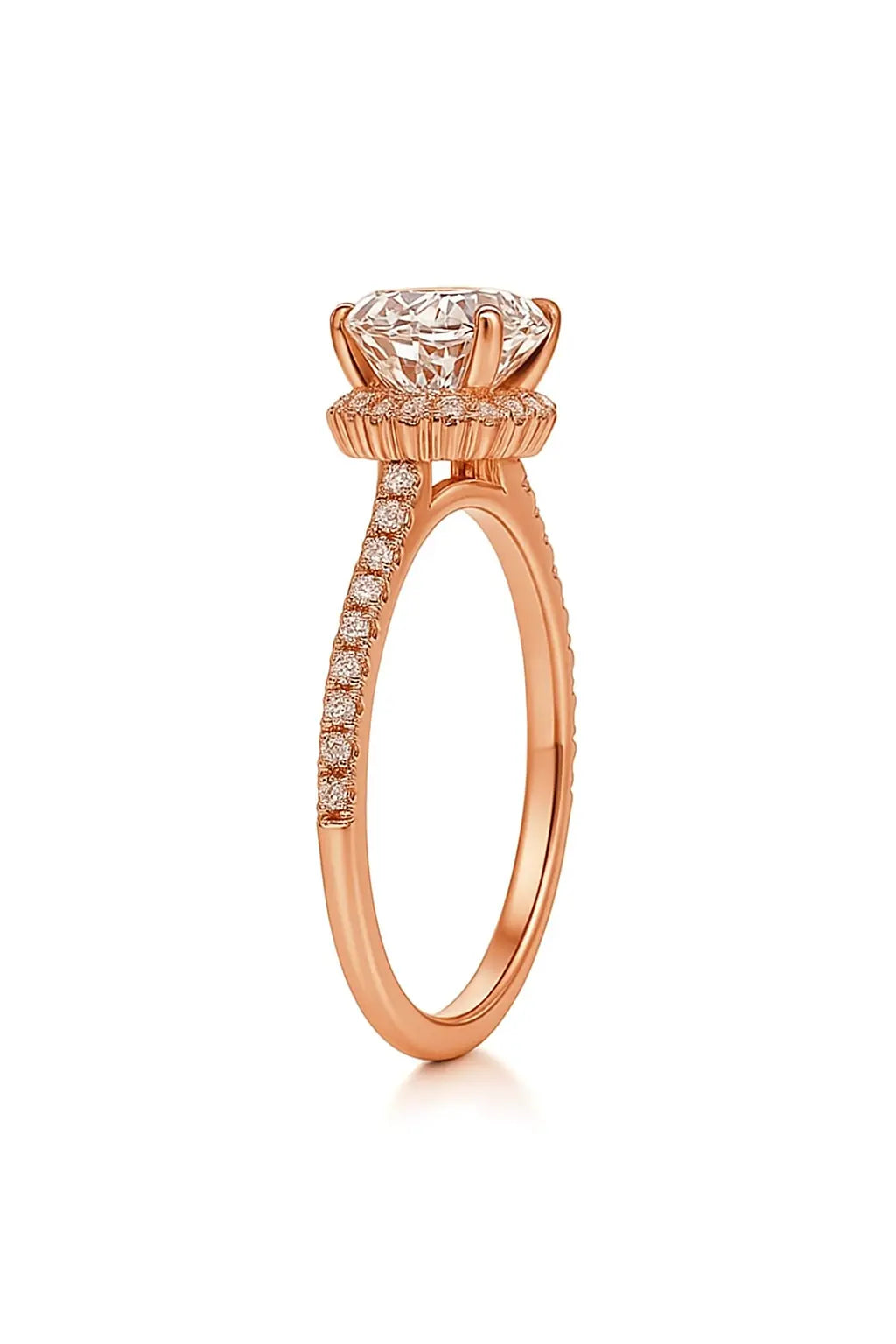 Lab Grown Diamond 3 Carat - Halo and Setting Detail of Lab Grown Diamond Ring in 18K White Gold - Future Jewelry