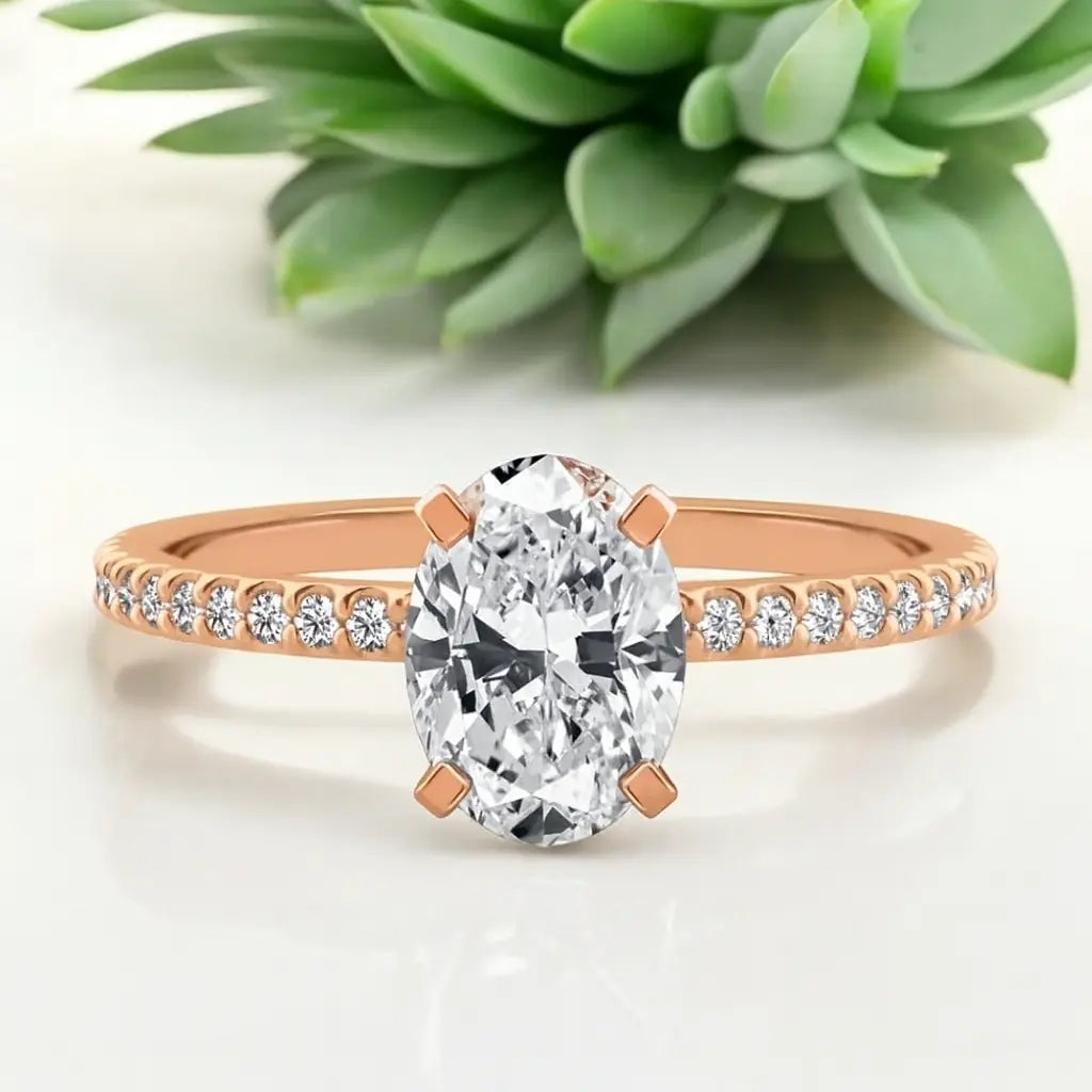 Lab Grown Diamond 3 Carat - Halo and Setting Detail of Lab Grown Diamond Ring in 18K Yellow Gold - Future Jewelry