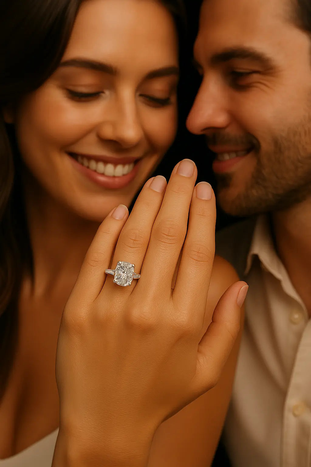 Lab Grown Diamonds 3 Carat - On Model Lifestyle, Lab Grown Diamond Ring in 18K Yellow Gold - Future Jewelry