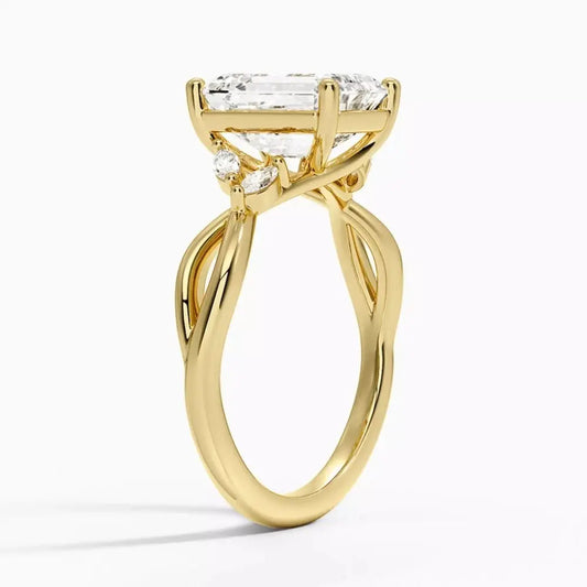 3 Carat Emerald Cut Lab Grown Diamond Engagement Ring in 14K Gold - Future Jewelry