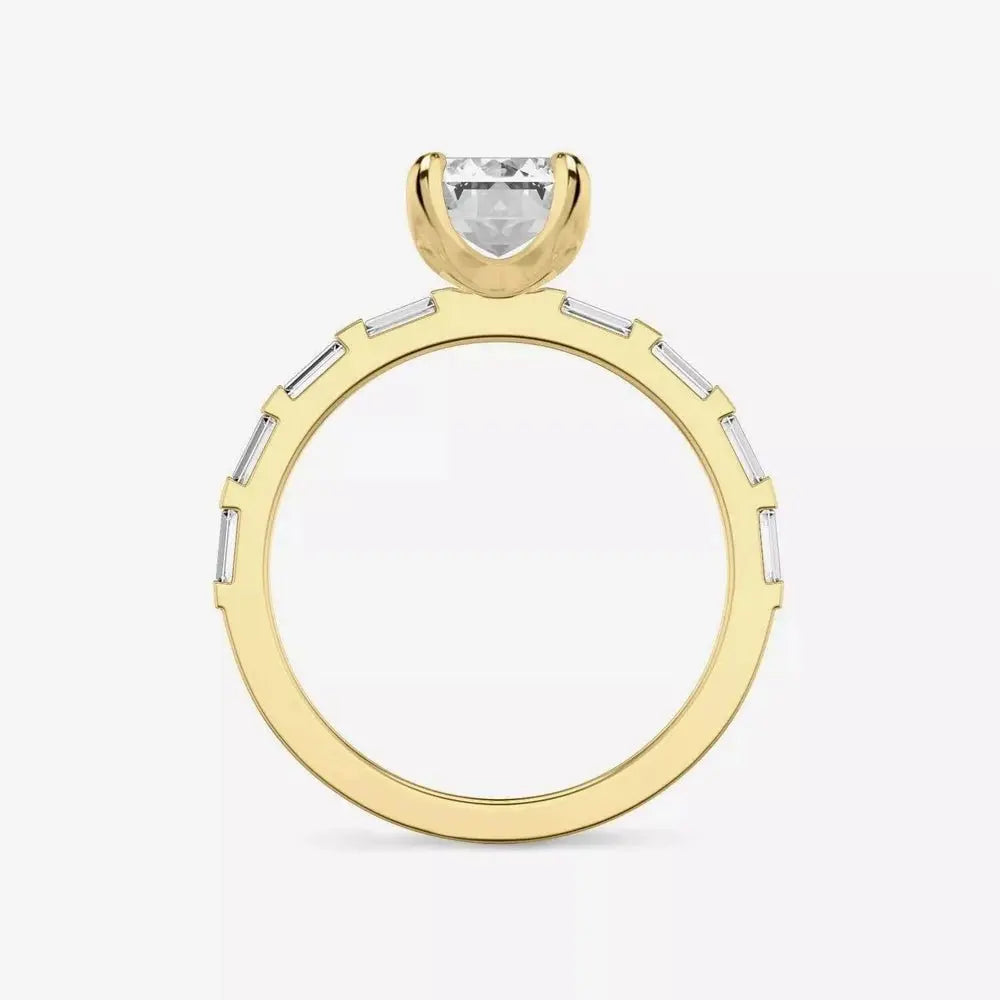3 Carat Emerald Cut Lab Grown Diamond Engagement Ring in 14K Yellow Gold - Future Jewelry
