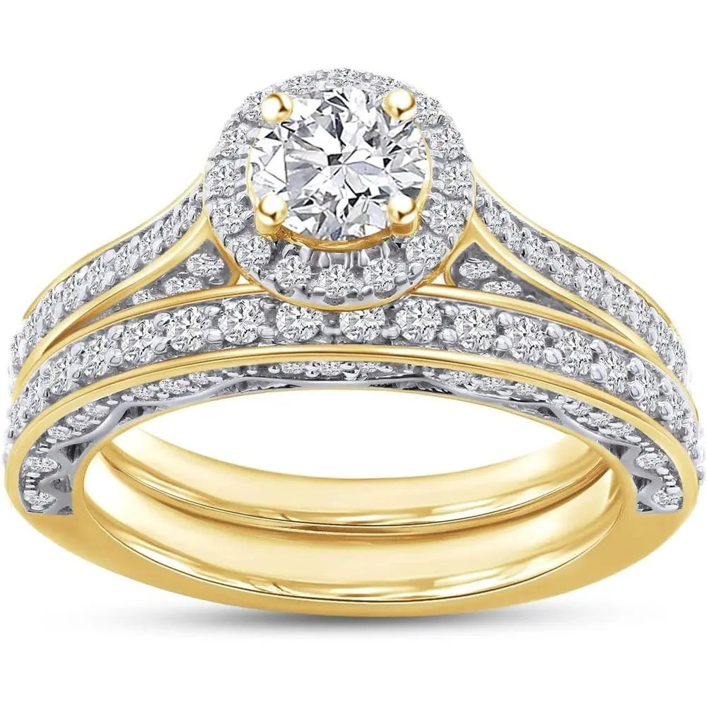 3 Carat Halo Vintage Style Diamond Bridal Set Ring - Future Jewelry