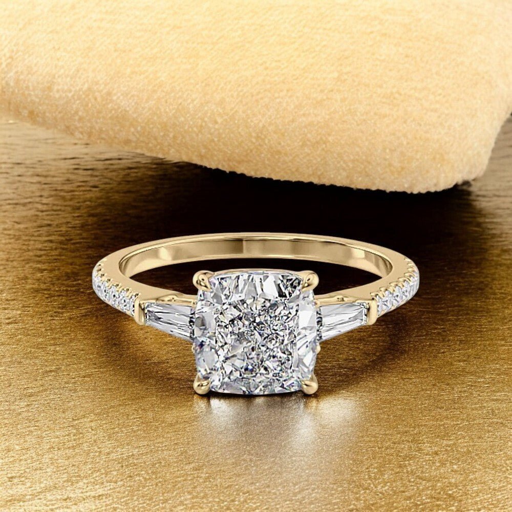 3 Carat IGI Lab Grown Cushion Cut Diamond Engagement Ring 18k Yellow Gold - Future Jewelry